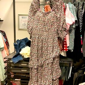 NWOT Purple Floral Asymetrical Tier Dress
